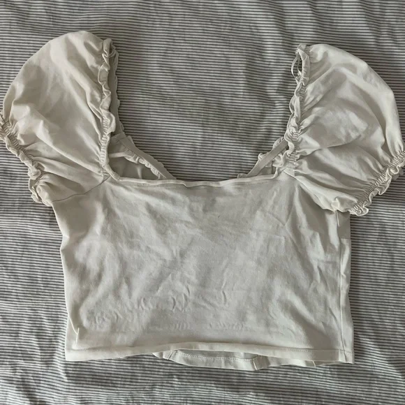 Topshop Cream Ruffle Top - Picture 2 of 2